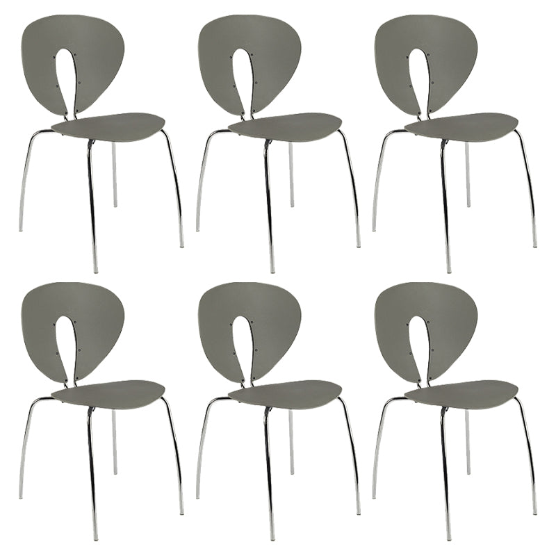 Modern Open Back Plastic Dining Room Silver Leg Dining Chair