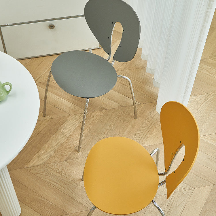 Modern Open Back Plastic Dining Room Silver Leg Dining Chair