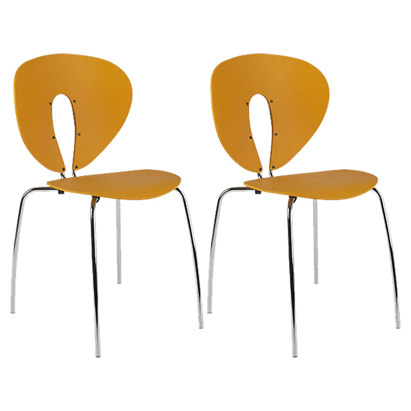Modern Open Back Plastic Dining Room Silver Leg Dining Chair