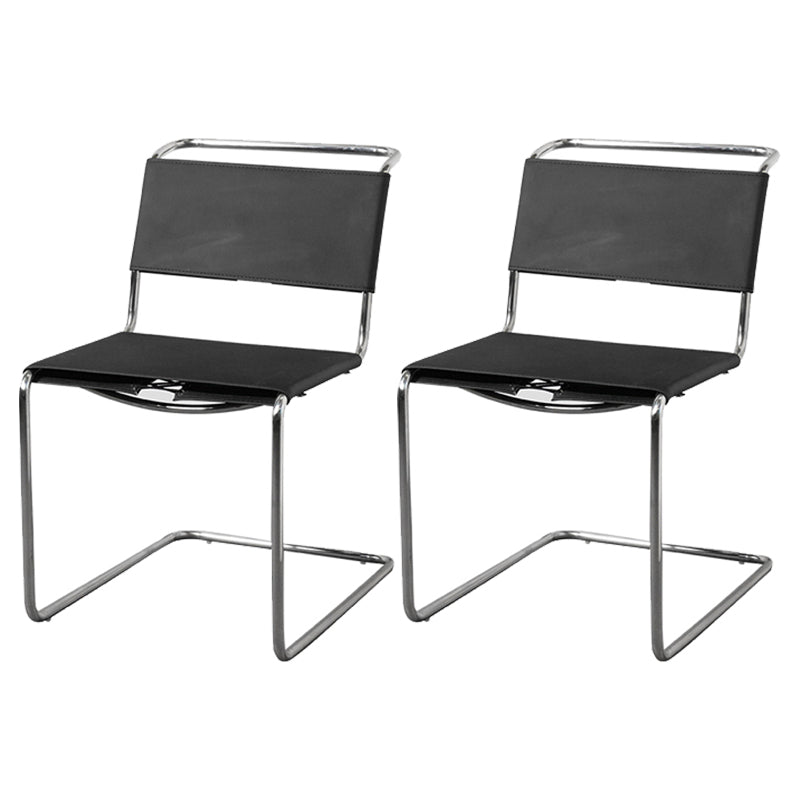 Contemporary Style Open Back Leather Armless Dining Side Chair for Home