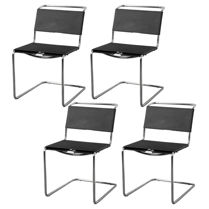 Contemporary Style Open Back Leather Armless Dining Side Chair for Home