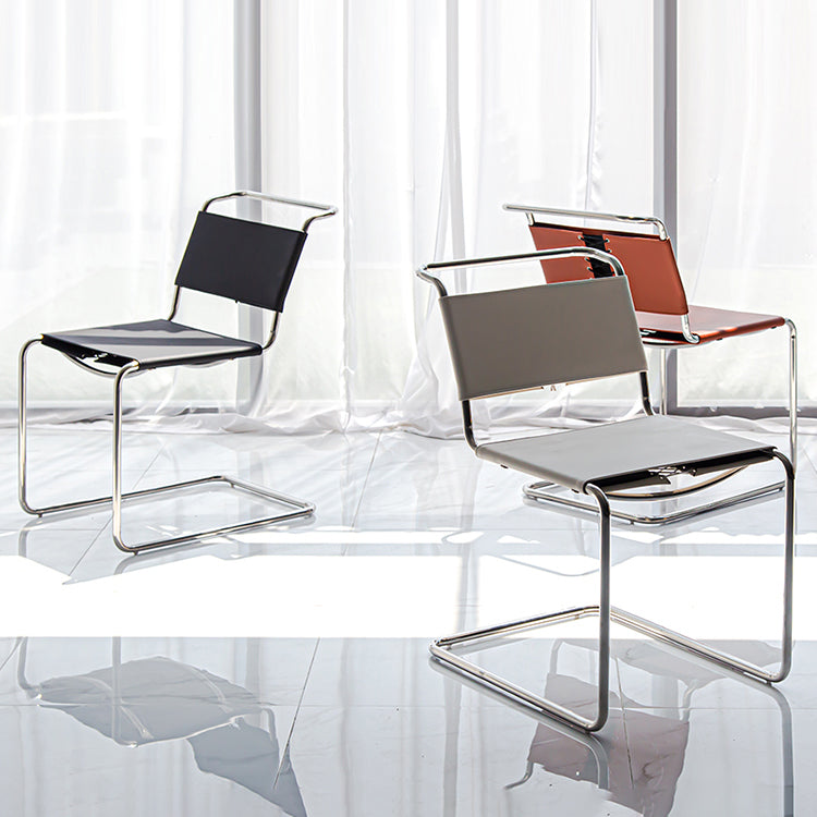 Contemporary Style Open Back Leather Armless Dining Side Chair for Home
