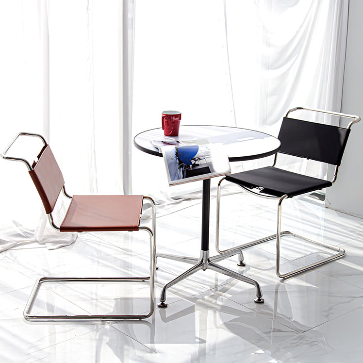 Contemporary Style Open Back Leather Armless Dining Side Chair for Home