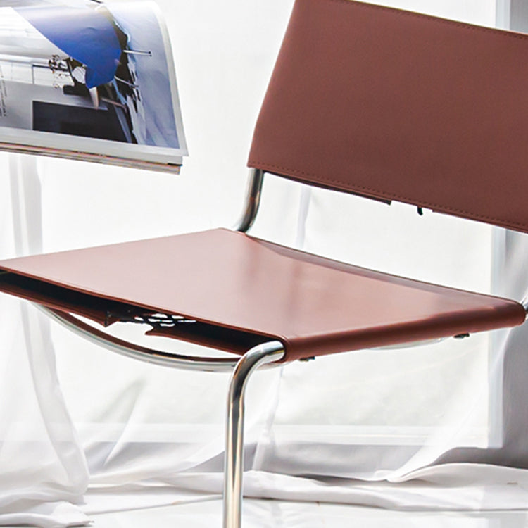 Contemporary Style Open Back Leather Armless Dining Side Chair for Home