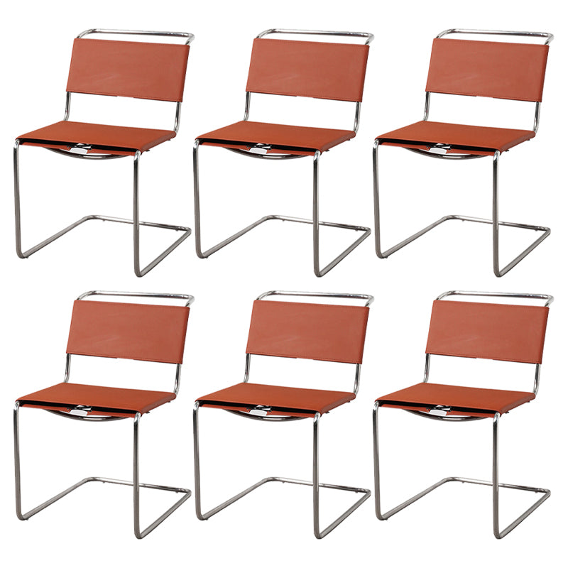 Contemporary Style Open Back Leather Armless Dining Side Chair for Home