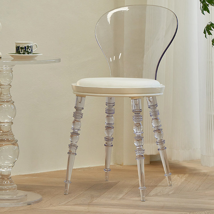Modern Dining Room Plastic Parsons Armless Upholstered Dining Chair