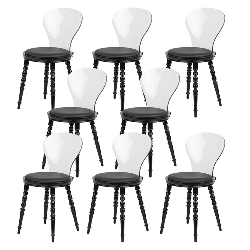 Modern Dining Room Plastic Parsons Armless Upholstered Dining Chair