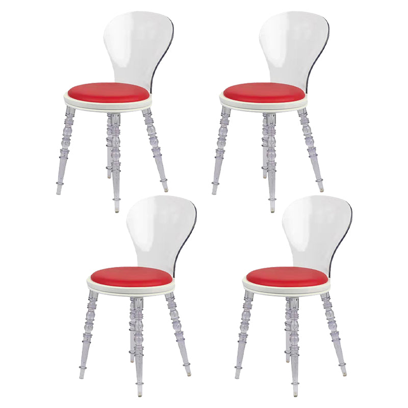 Modern Dining Room Plastic Parsons Armless Upholstered Dining Chair