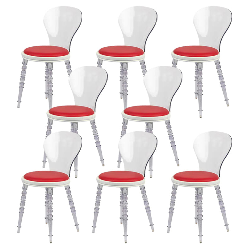Modern Dining Room Plastic Parsons Armless Upholstered Dining Chair
