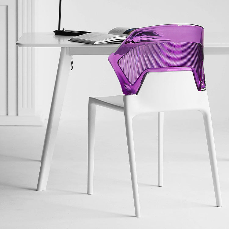Modern Dining Room Wingback Armless Plastic Stacking Dining Chair