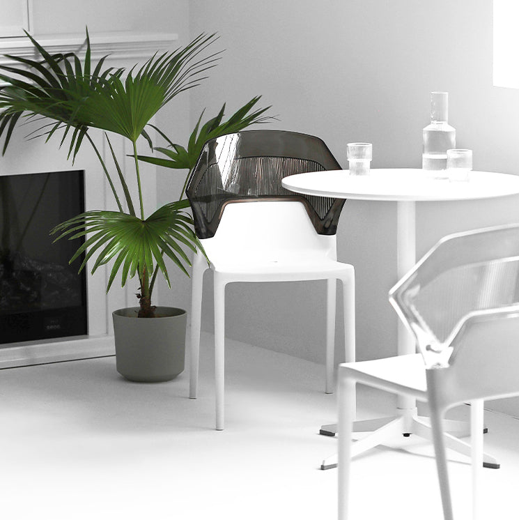 Modern Dining Room Wingback Armless Plastic Stacking Dining Chair
