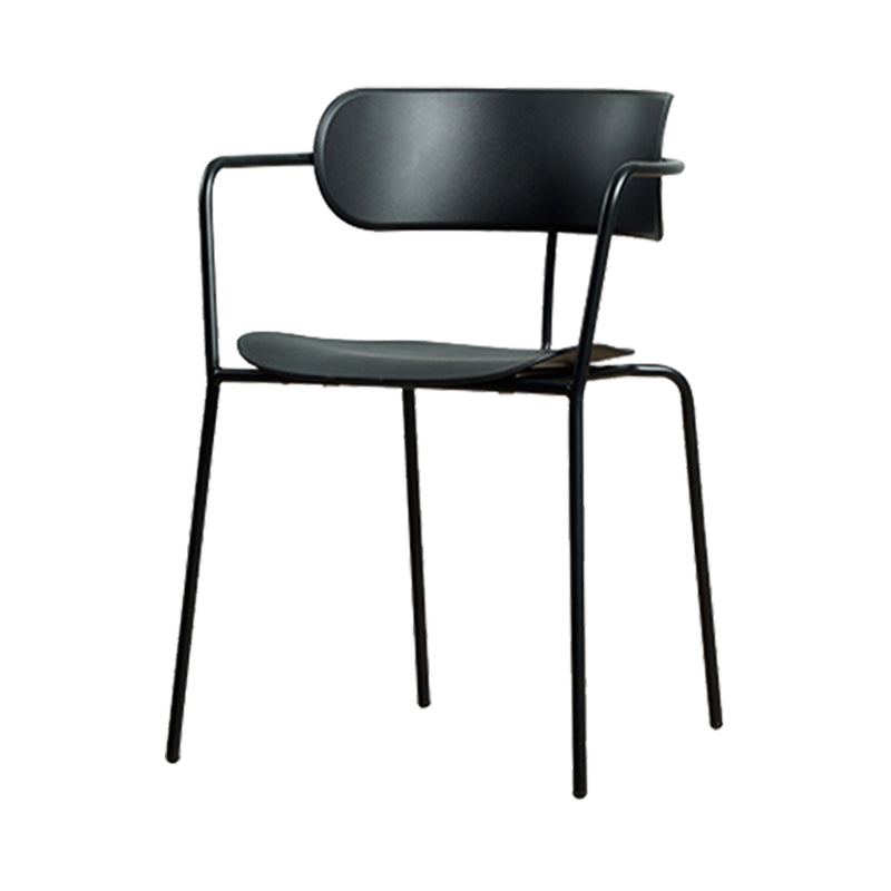 Contemporary Style Open Back Plastic Dining Arm Chair with Metal Legs for Home