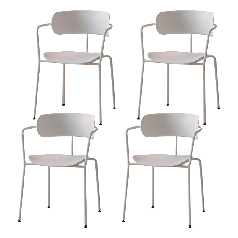 Contemporary Style Open Back Plastic Dining Arm Chair with Metal Legs for Home