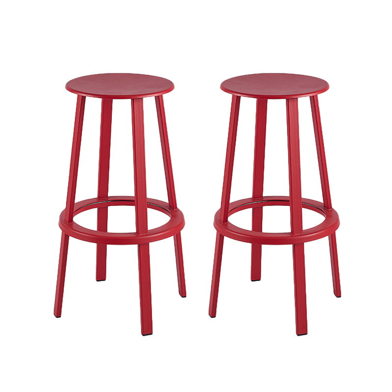 Contemporary Metal Base Backrest Counter High Stool with 4 Legs
