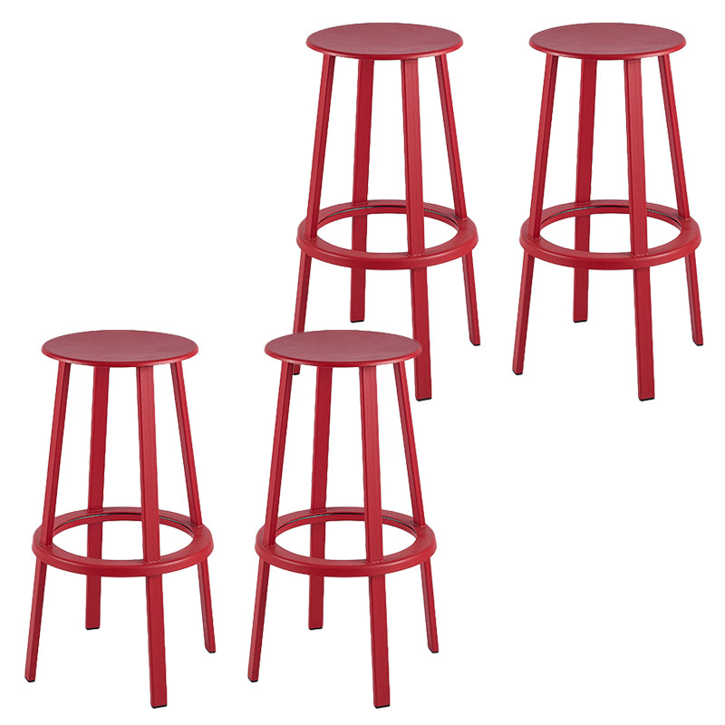 Contemporary Metal Base Backrest Counter High Stool with 4 Legs