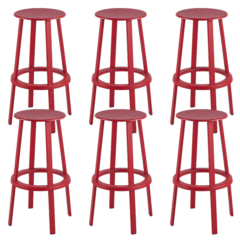 Contemporary Metal Base Backrest Counter High Stool with 4 Legs