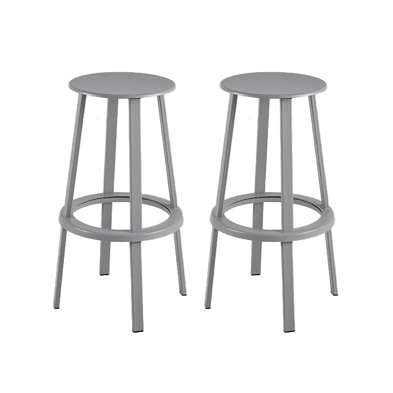 Contemporary Metal Base Backrest Counter High Stool with 4 Legs