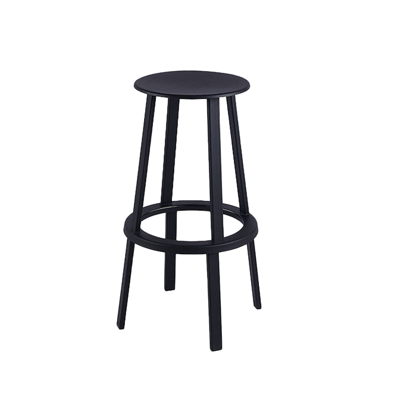 Contemporary Metal Base Backrest Counter High Stool with 4 Legs