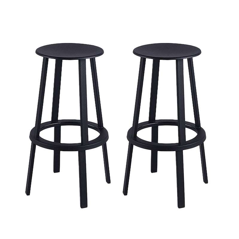 Contemporary Metal Base Backrest Counter High Stool with 4 Legs