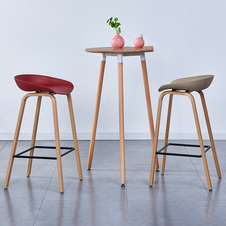 Contemporary Plastic Bucket Low Back Bar Stools with Metal Base