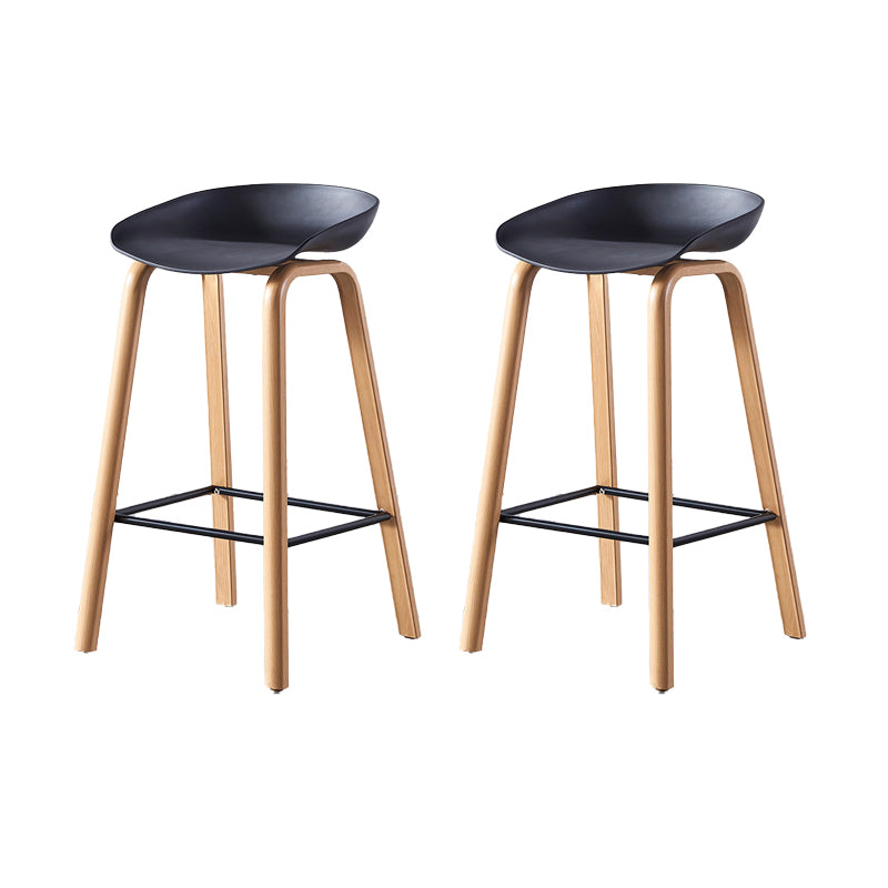 Contemporary Plastic Bucket Low Back Bar Stools with Metal Base