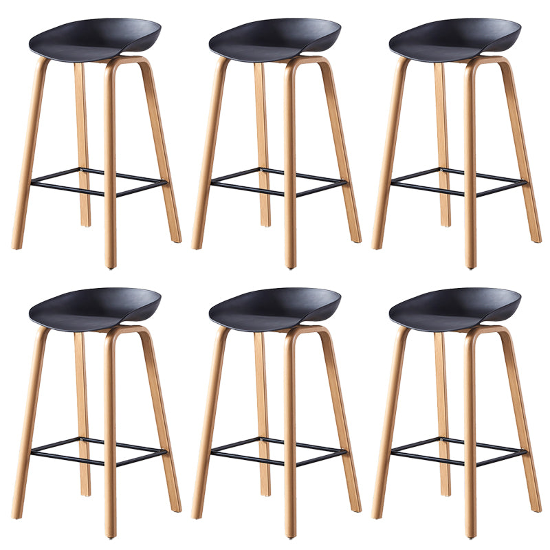 Contemporary Plastic Bucket Low Back Bar Stools with Metal Base
