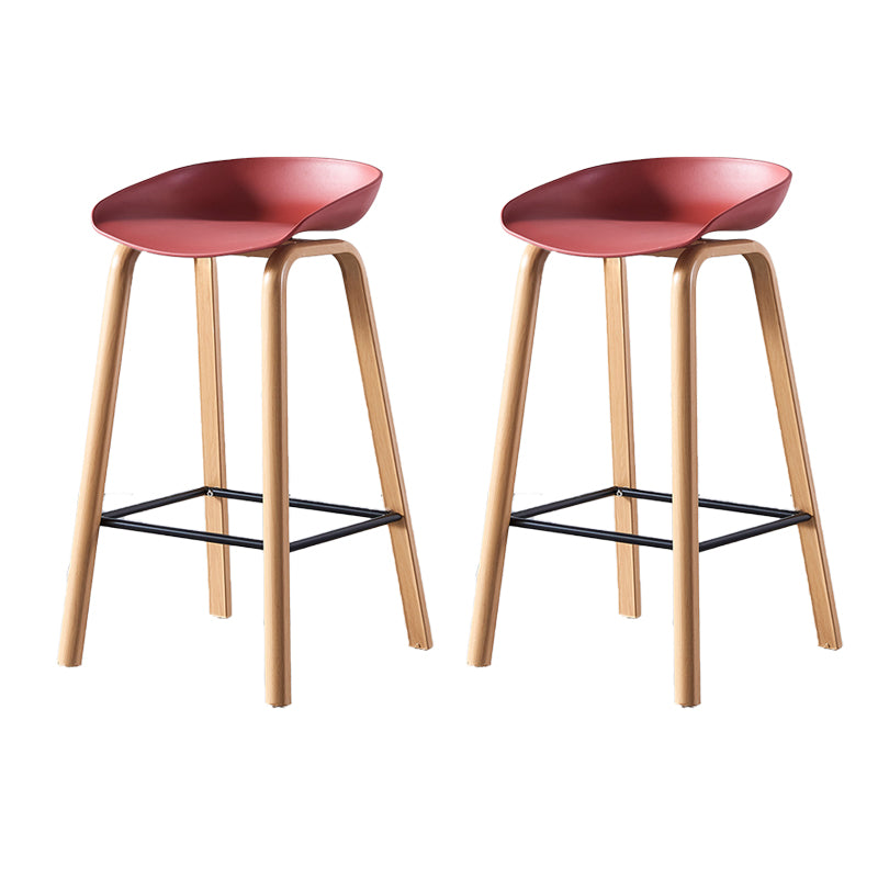 Contemporary Plastic Bucket Low Back Bar Stools with Metal Base