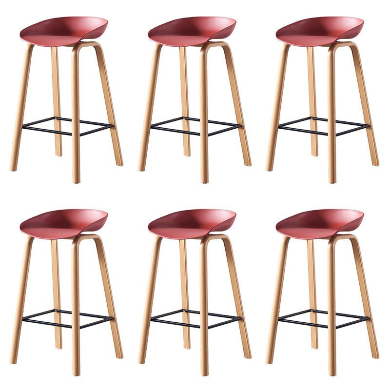 Contemporary Plastic Bucket Low Back Bar Stools with Metal Base