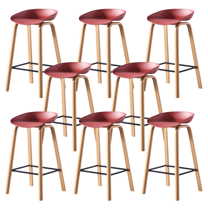Contemporary Plastic Bucket Low Back Bar Stools with Metal Base