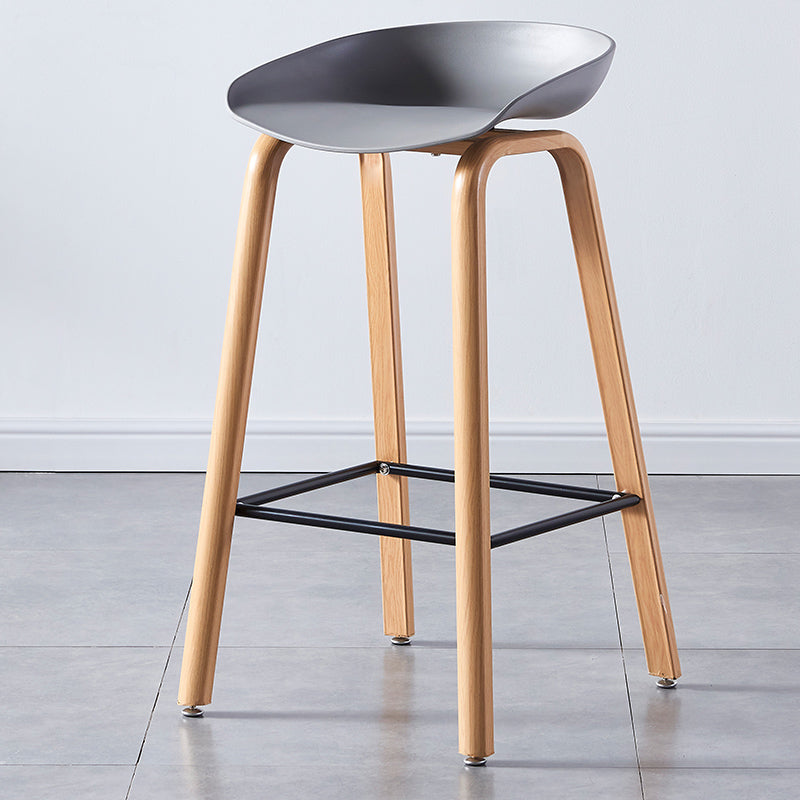 Contemporary Plastic Bucket Low Back Bar Stools with Metal Base