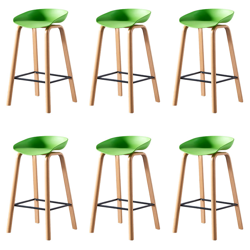 Contemporary Plastic Bucket Low Back Bar Stools with Metal Base