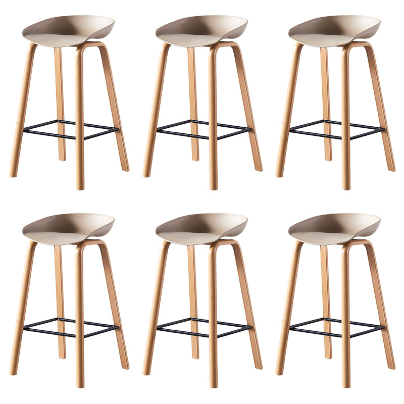 Contemporary Plastic Bucket Low Back Bar Stools with Metal Base