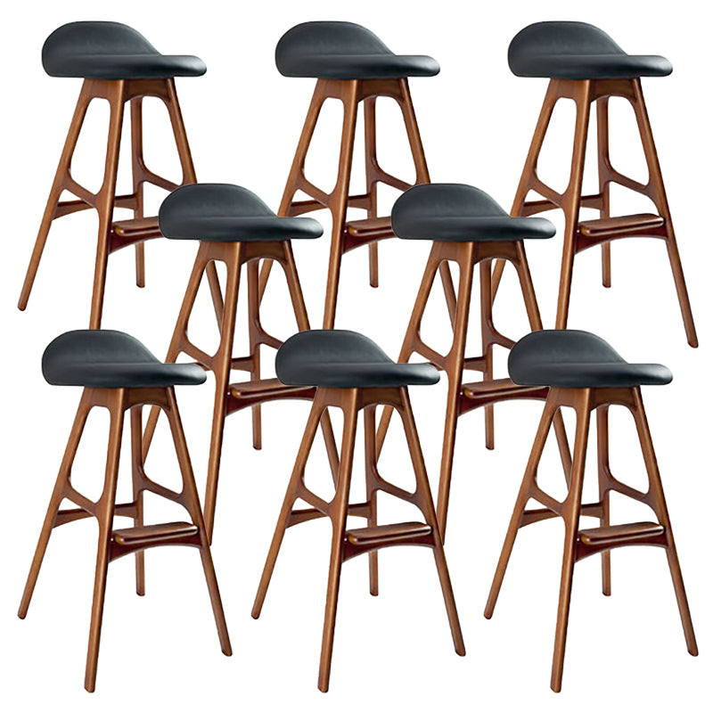 Contemporary Upholstered Faux Leather Bar Stool with Solid Wood Base