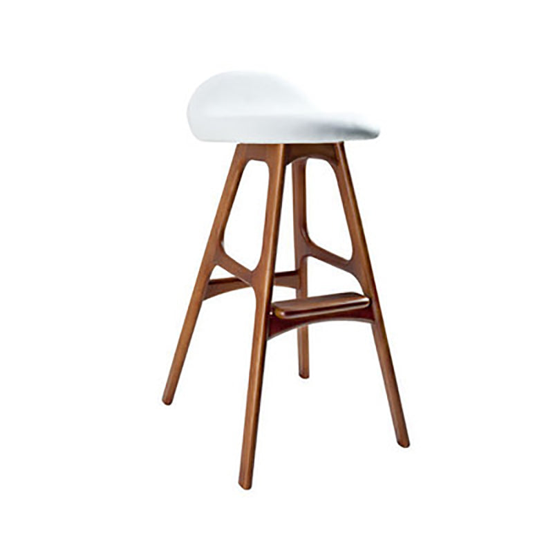 Contemporary Upholstered Faux Leather Bar Stool with Solid Wood Base