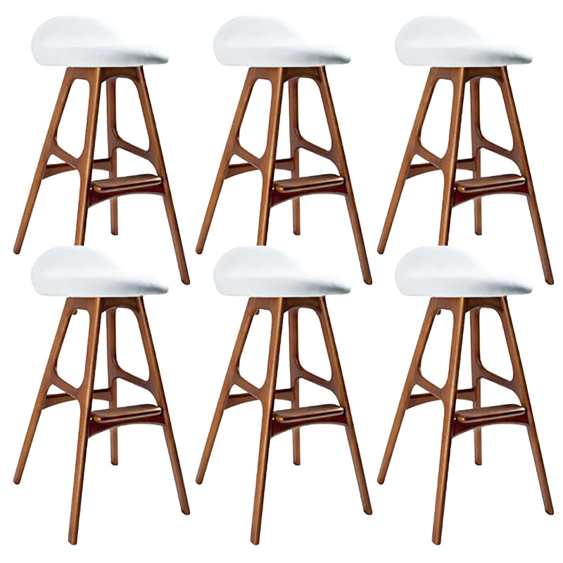 Contemporary Upholstered Faux Leather Bar Stool with Solid Wood Base