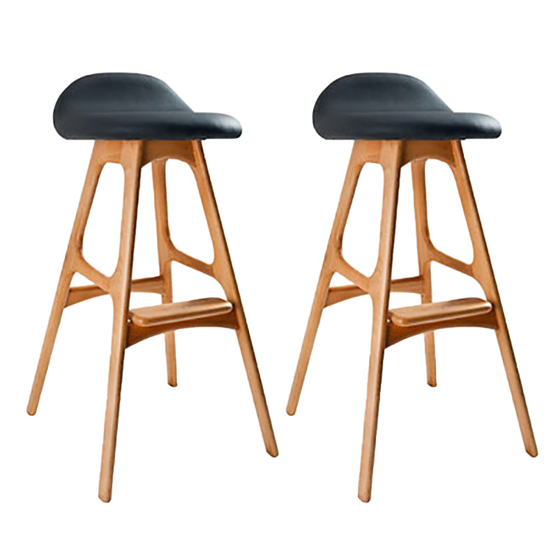 Contemporary Upholstered Faux Leather Bar Stool with Solid Wood Base
