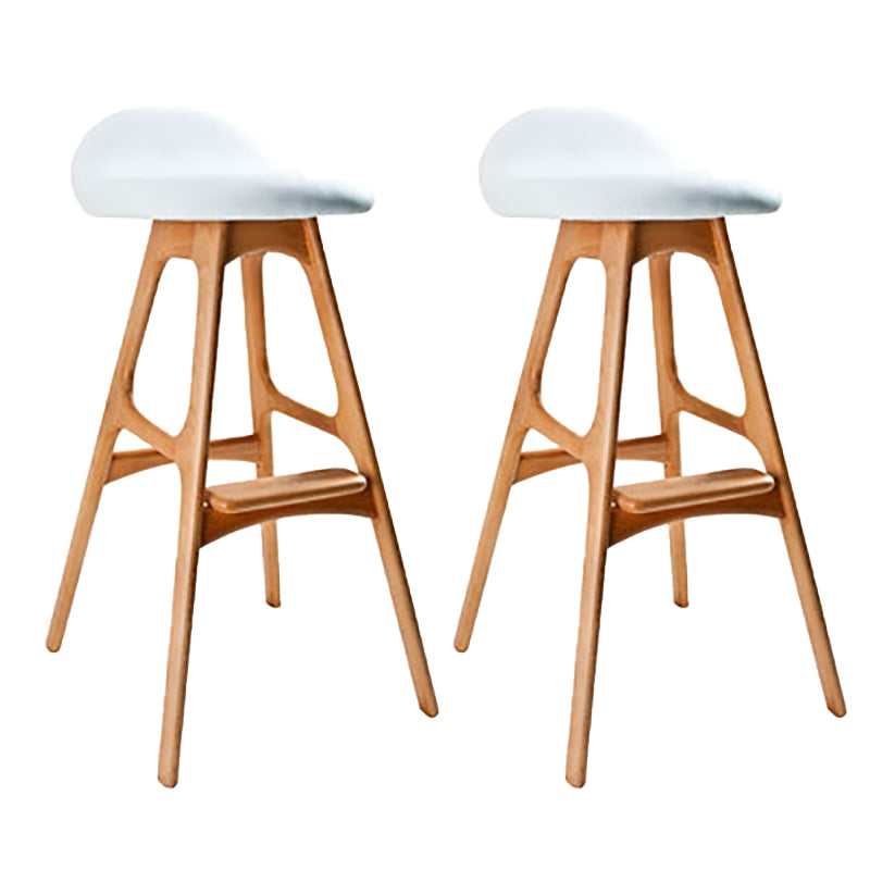 Contemporary Upholstered Faux Leather Bar Stool with Solid Wood Base