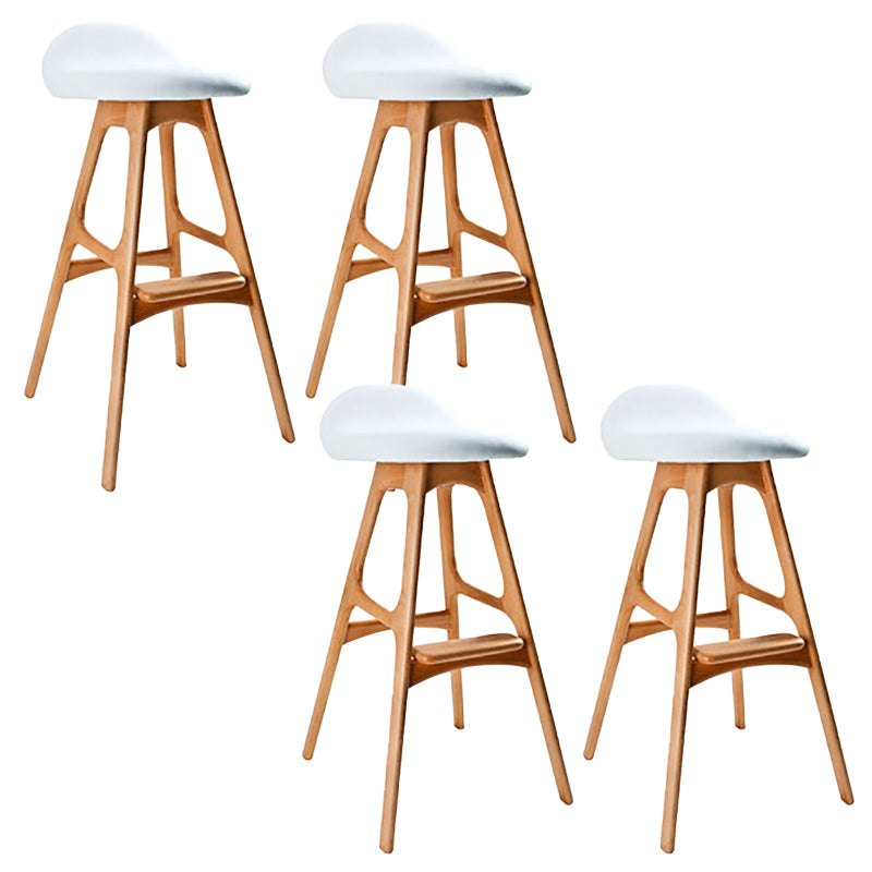 Contemporary Upholstered Faux Leather Bar Stool with Solid Wood Base