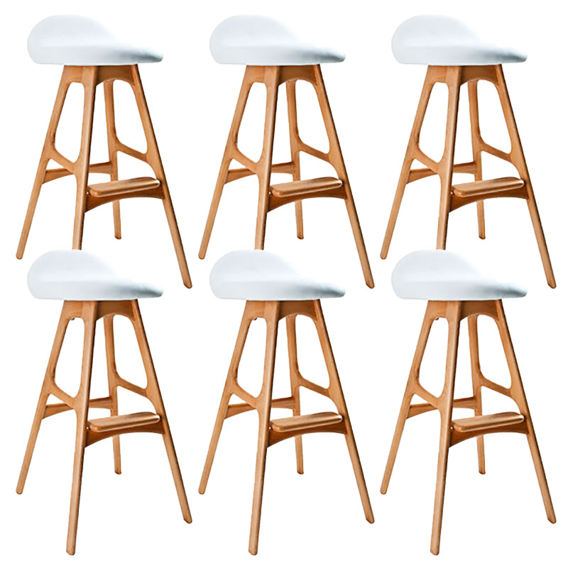 Contemporary Upholstered Faux Leather Bar Stool with Solid Wood Base