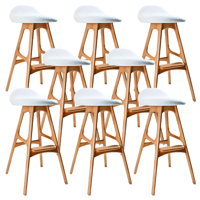 Contemporary Upholstered Faux Leather Bar Stool with Solid Wood Base