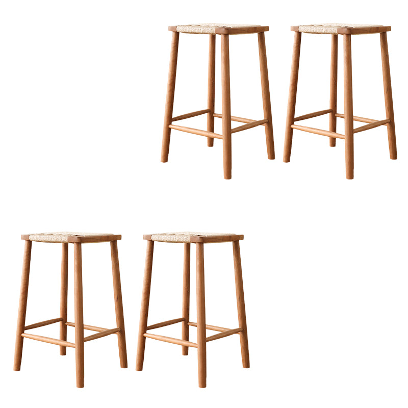 Contemporary Backless Bar Stools with Cherry Solid Wood Base