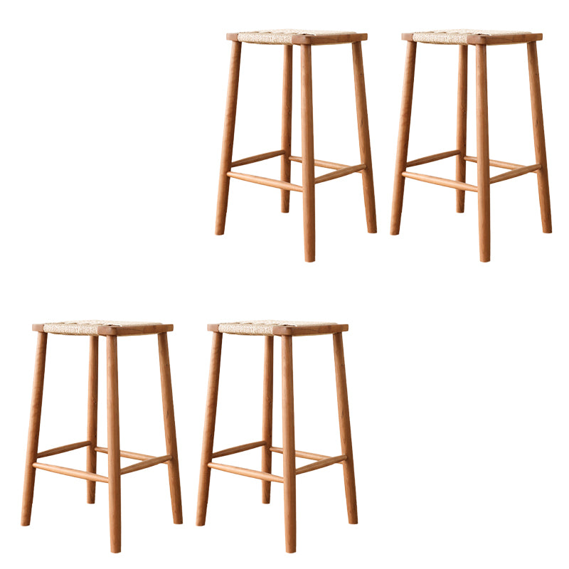 Contemporary Backless Bar Stools with Cherry Solid Wood Base