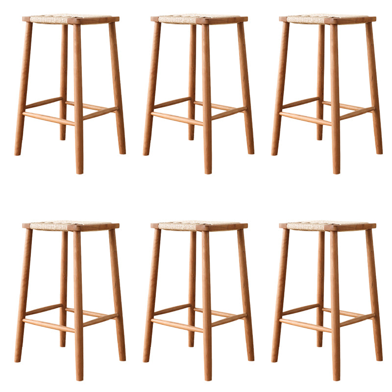 Contemporary Backless Bar Stools with Cherry Solid Wood Base