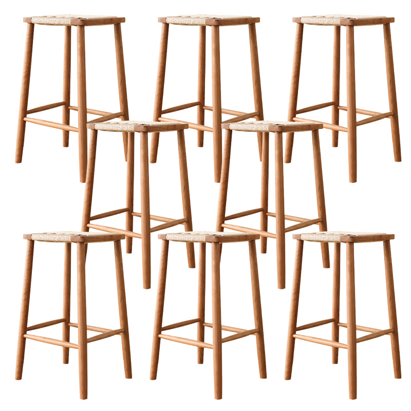 Contemporary Backless Bar Stools with Cherry Solid Wood Base