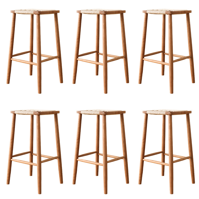 Contemporary Backless Bar Stools with Cherry Solid Wood Base