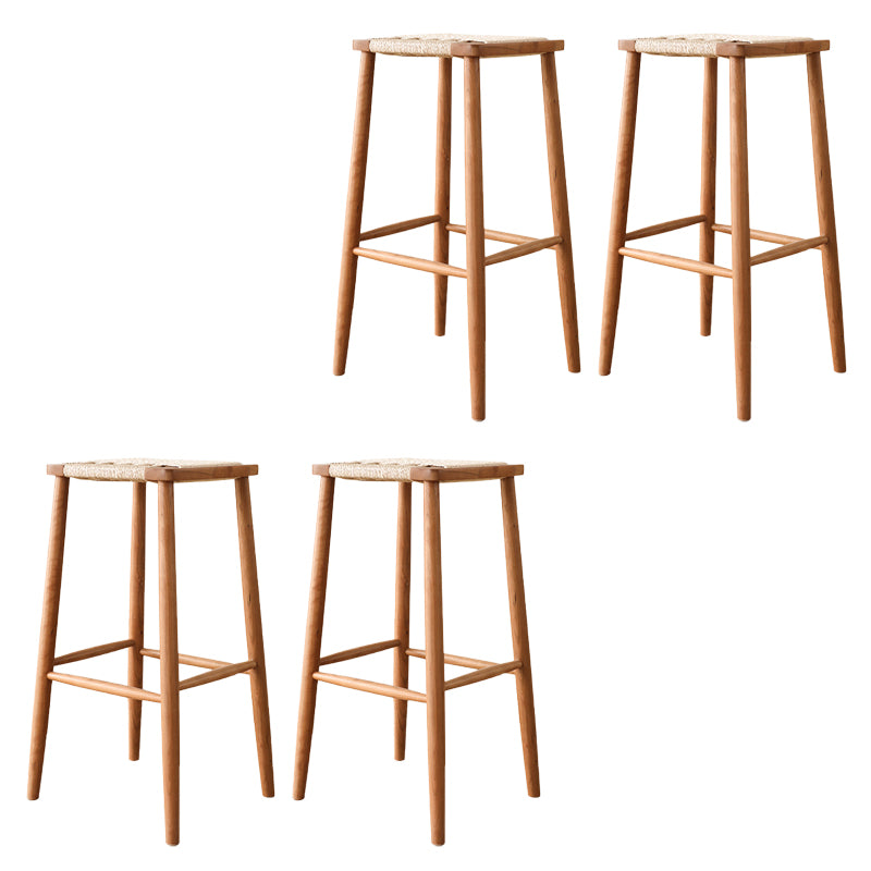 Contemporary Backless Bar Stools with Cherry Solid Wood Base