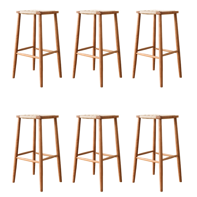 Contemporary Backless Bar Stools with Cherry Solid Wood Base