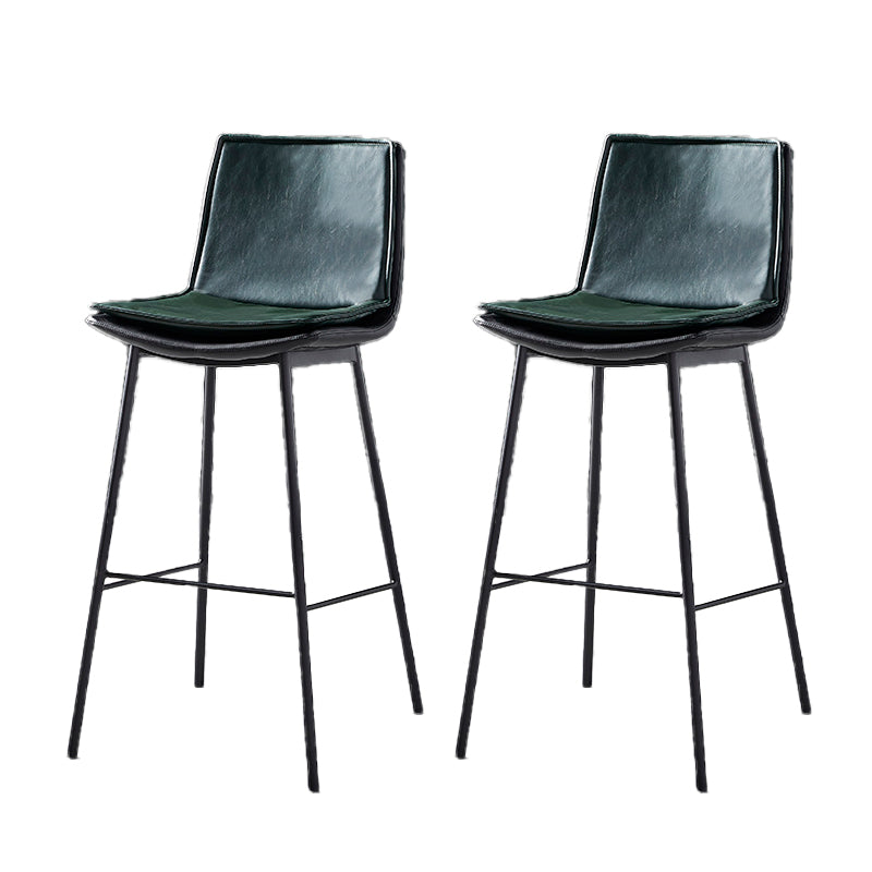 Contemporary Style Low Back Leather Armless Bar Stool with Metal Legs