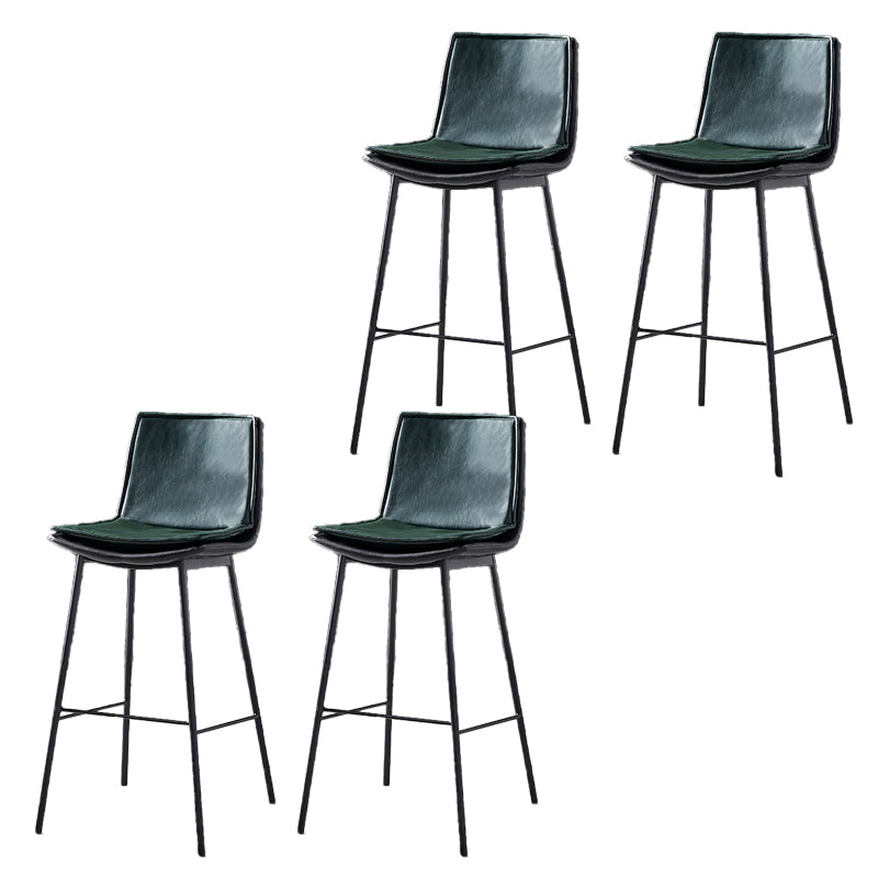 Contemporary Style Low Back Leather Armless Bar Stool with Metal Legs