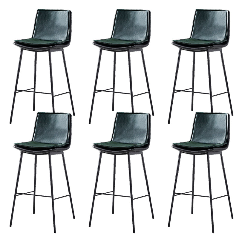 Contemporary Style Low Back Leather Armless Bar Stool with Metal Legs